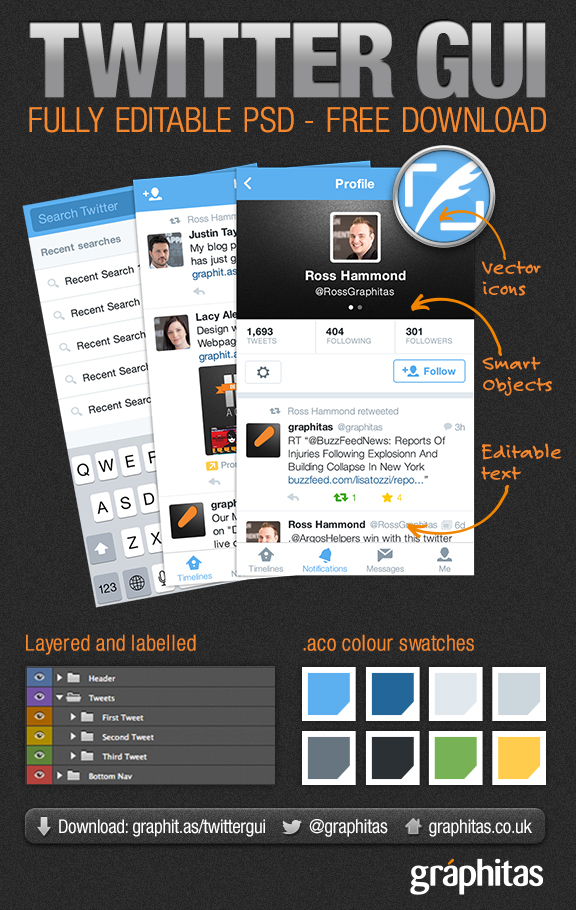 Free iOS7 Twitter UI psd